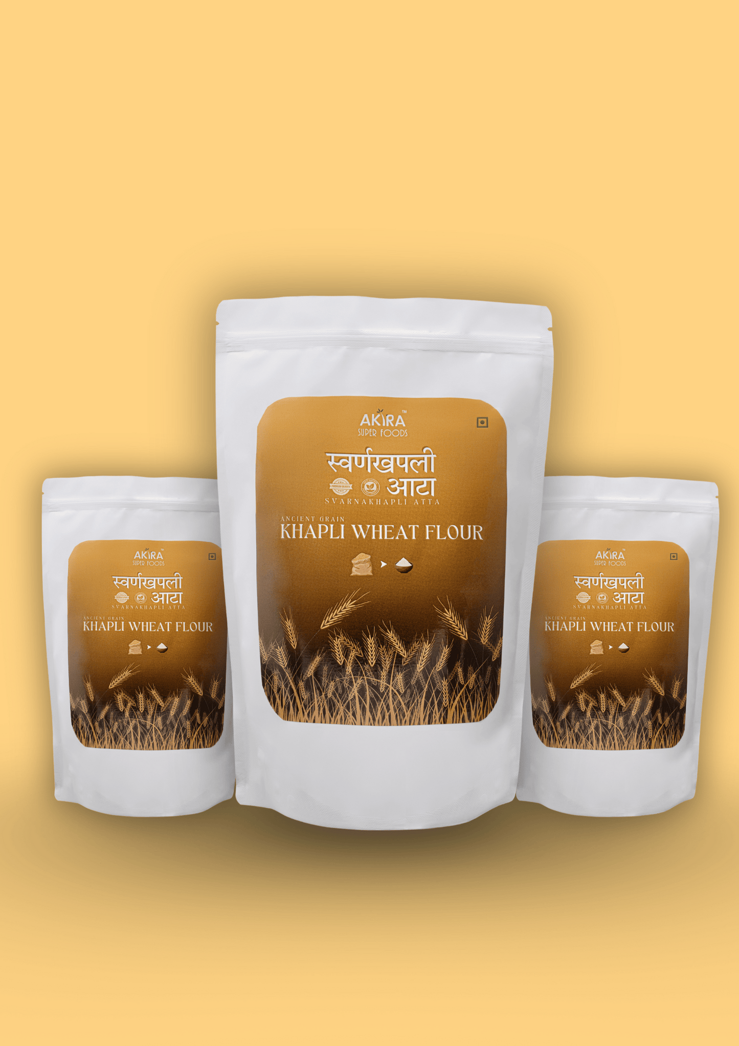Pack of 3 - Svarnakhapli Atta ( Khapli Wheat Flour ) – 100% Stone-Ground Ancient Grain
